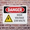 Signmission High Voltage 230 Volts Danger Sign, Plastic, 10in W x 7in L, 2PK OS-2PACK-DS-P-710-L-2197 - alternate 3